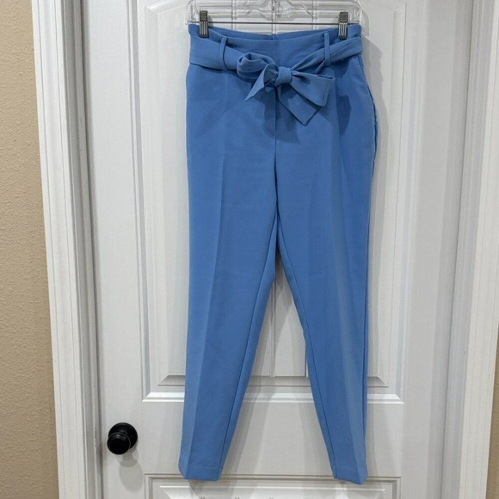 NWOT Elegant Blue Pull-on Tie-Waist Women's Trousers - Picture 2 of 4